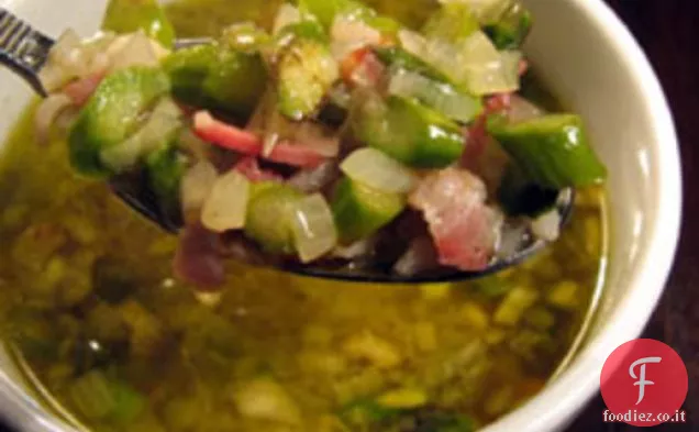 Cena di stasera: Zuppa di asparagi e riso con Pancetta e Pepe nero