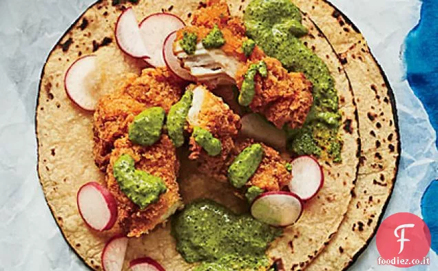Tacos di pollo fritto con latticello-Salsa Jalapeño