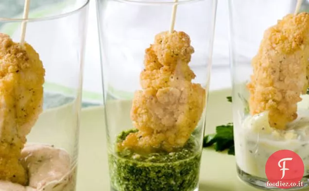 Pollo-on-a-Stick con salse italiane immersione