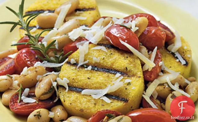 Polenta alla Griglia con Pomodori e Fagioli Bianchi