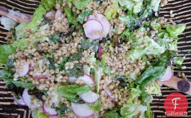 Insalata di bacche di grano con condimento al limone e tahini