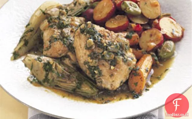 Tagine di pollo con verdure primaverili