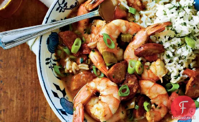Gumbo di gamberetti e salsiccia