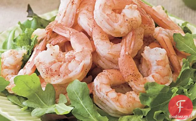 Gamberi bolliti piccanti con crema di latticello-salsa di avocado