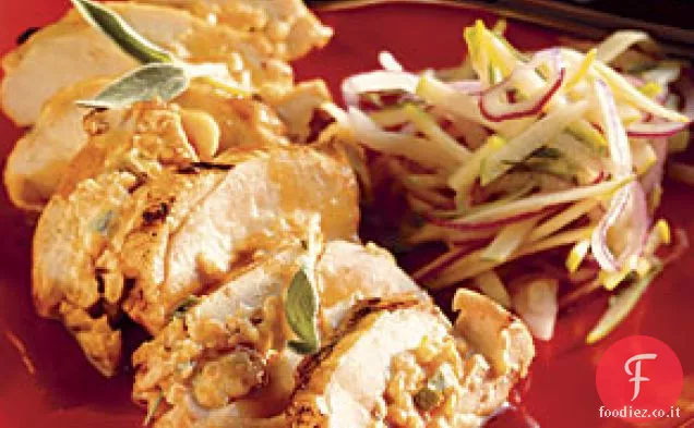 Affumicato-Cheddar-Pollo ripieno con mela verde Slaw