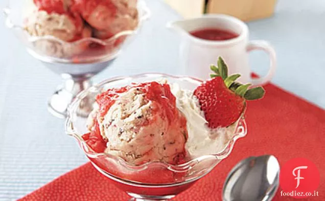 Doppia fragola-Gocce di cioccolato Sundaes