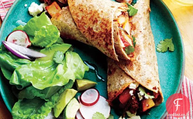 Burritos di patate, Chorizo e Cile verde