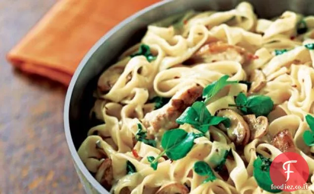 Fettuccine di Pollo con Brie di funghi
