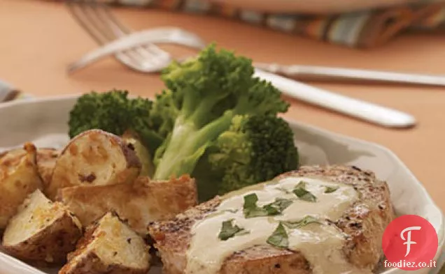 Braciole di maiale con salsa di crema di senape