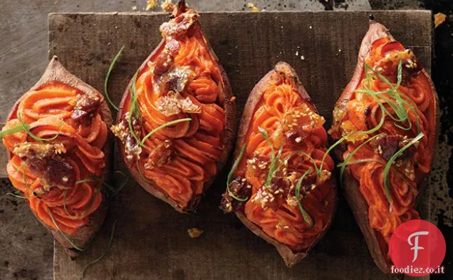 Patate dolci al forno due volte con pancetta-Sesamo fragile