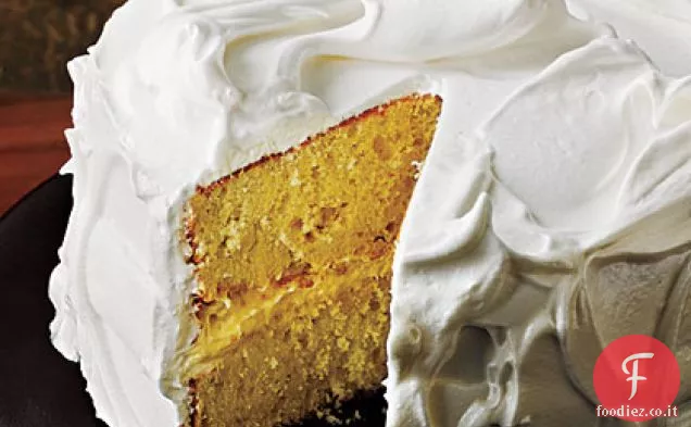 Torta alla vaniglia con glassa di meringa italiana
