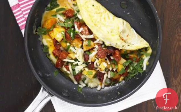 Frittata di chorizo, patate e formaggio