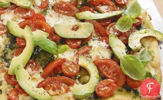 Pizza tricolore all'olio di basilico