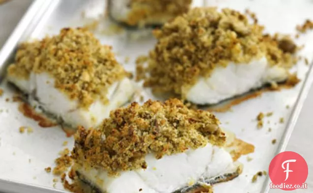 Pesto e pesce in crosta di olive