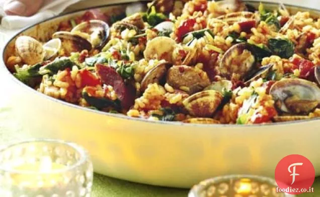 Paella piccante di vongole e maiale