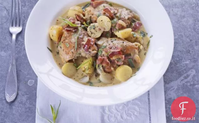 Pollo, pancetta e stufato di patate