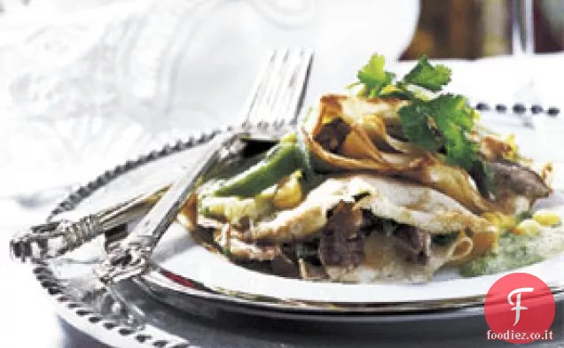 Crepes ai funghi con salsa Poblano Cile