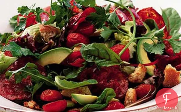 Insalata calda di avocado con chorizo piccante
