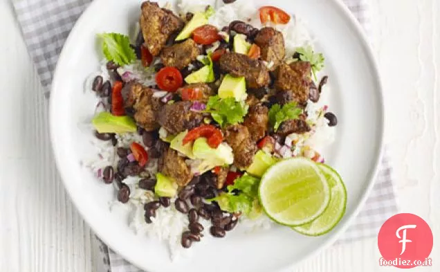 Riso messicano con chipotle pork e salsa di avocado