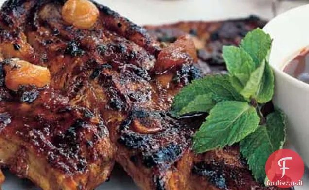 Costolette di agnello al curry e zenzero con salsa di albicocca e lime