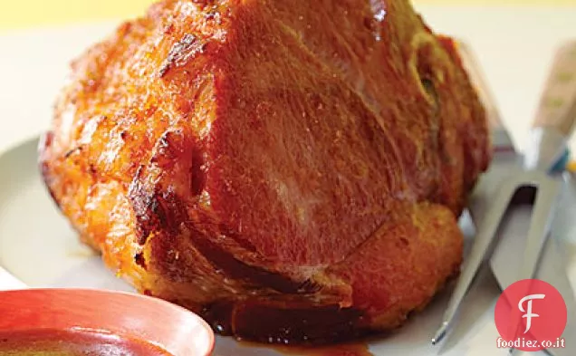 Prosciutto cotto con glassa appiccicosa al limone e spezie Meyer