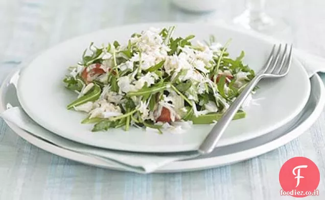 Insalata di granchio, avocado e rucola