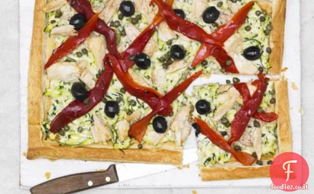Crostata di tonno mediterraneo, pepe e zucchine