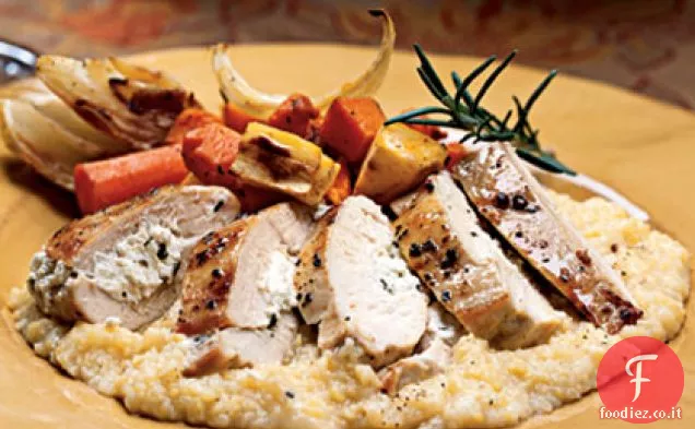 Petti di pollo ripieni di aglio e formaggio di capra alle erbe