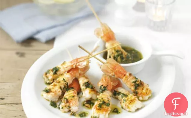 Scampi alla griglia con burro di nocciole