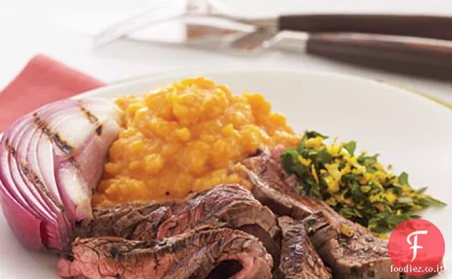 Bistecca alla Griglia con Glassa Balsamica e Gremolata all'arancia