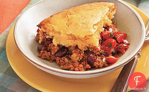 Torta di formaggio al peperoncino di tacchino con crosta di farina di mais