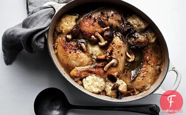Pollo e gnocchi con funghi