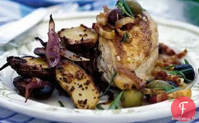 Pollo con dragoncello, aglio e olive