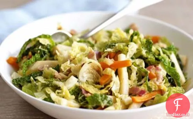 Cavolo con pancetta e radici