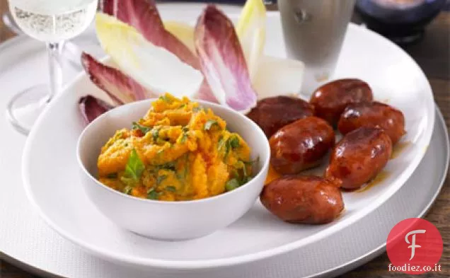 Salsa di patate dolci con chorizo e cicoria dippers