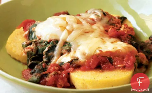 Uova italiane su spinaci e polenta