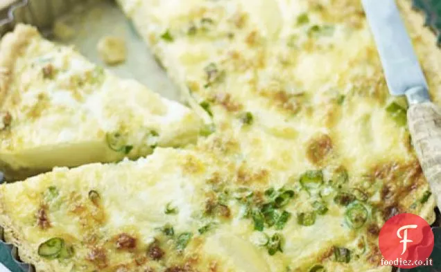 Nuova patata, cipollotto & Montgomery cheddar quiche