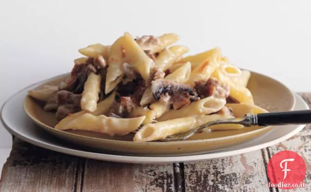 Salsiccia e Funghi Penne Gratin