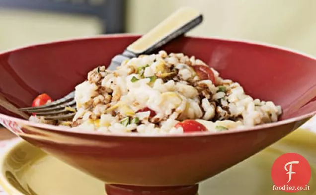 Risotto con Mozzarella Fresca, Pomodorini d'Uva e Basilico