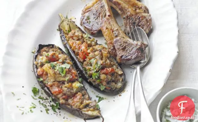 Imam bayildi con agnello BBQ & tzatziki