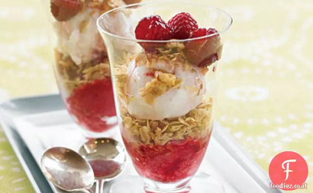 Parfaits lampone e cocco con cocco-Noce Crunch