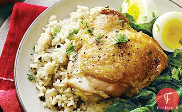 Pilaf di pollo speziato con uova