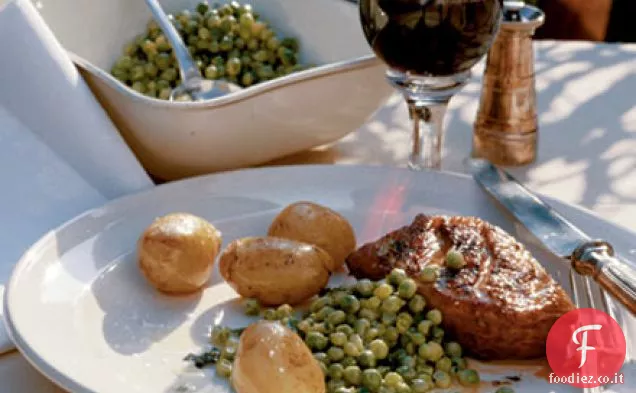 Petto d'anatra alla griglia con piselli alla menta