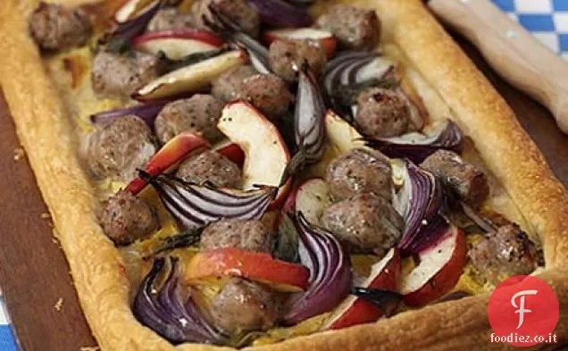 Crostata di senape, salsiccia e mele