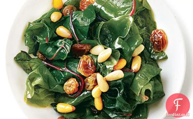 Uva passa dorata e Pinoli Bietole