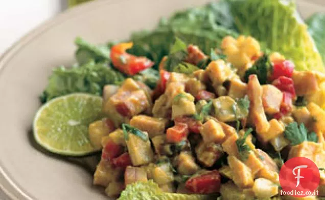 Insalata tritata di tacchino con salsa piccante di avocado