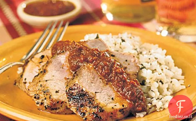 Cile-Filetto di maiale strofinato con salsa talpa veloce