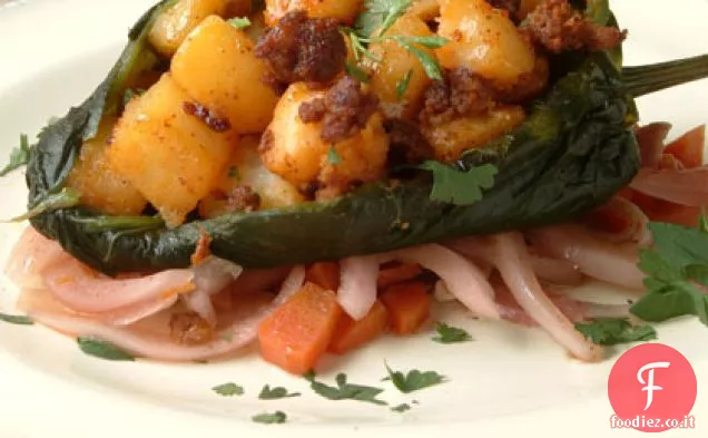 Chorizo-Peperoncini ripieni di Poblano con Escabeche agrodolce