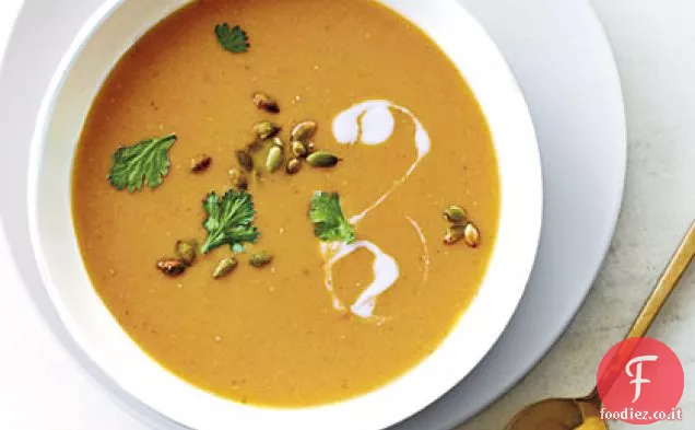 Zuppa di lenticchie rosse e zucca