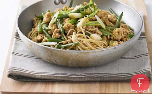 Tagliatelle con tacchino, fagiolini e hoisin